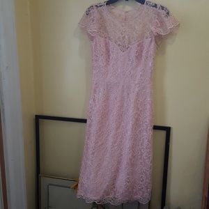 It's a coral lace business  casual dress